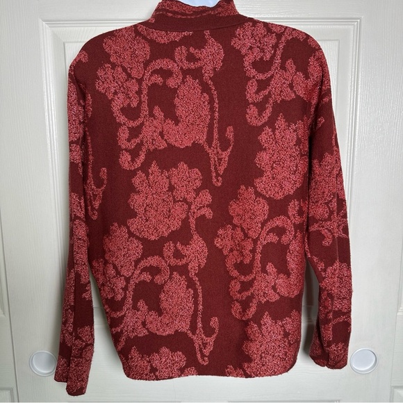 Sioni Womens Small Sweater Mock Red Metallic Sparkle Pullover Festive Holiday - Picture 2 of 9